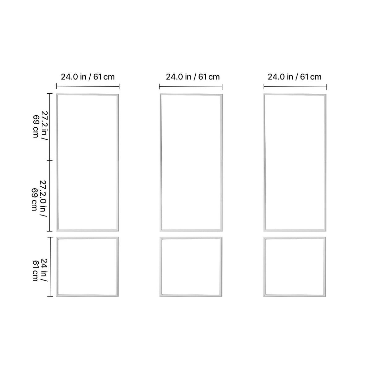 Wall Molding 3 Pack, Wainscoting Panels Kit, Lightweight Paintable Polystyrene, Easy to Install, Waterproof Accent Wall Trim for Interior Décor Living Room, Bedroom, White (24x54 + 24x24 in)