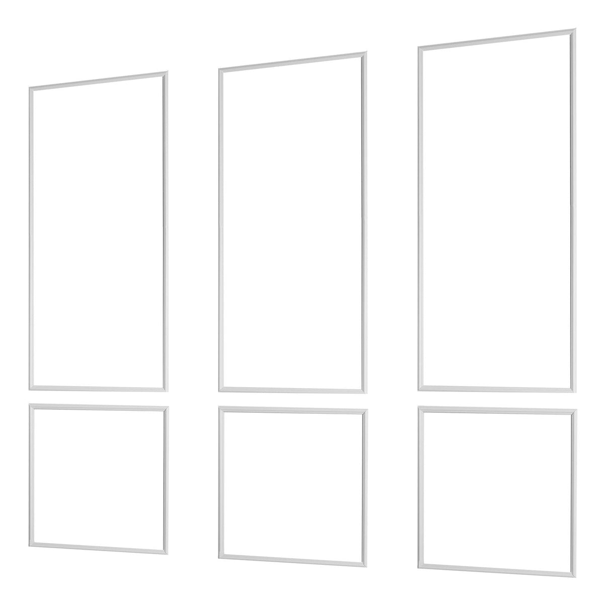 Wall Molding 3 Pack, Wainscoting Panels Kit, Lightweight Paintable Polystyrene, Easy to Install, Waterproof Accent Wall Trim for Interior Décor Living Room, Bedroom, White (24x54 + 24x24 in)