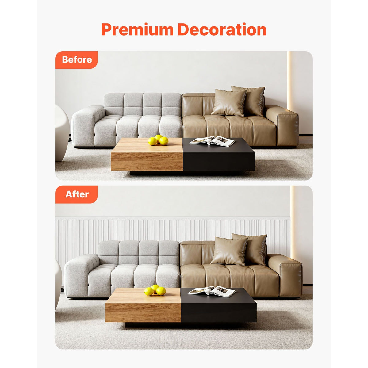 Wall Molding Kit, Wainscoting Panels, Lightweight Paintable Polystyrene, Easy to Install, Wide & Narrow Accent Wall Trim for Interior Décor Living Room, Bedroom, White (77.5 x 38.6 in )
