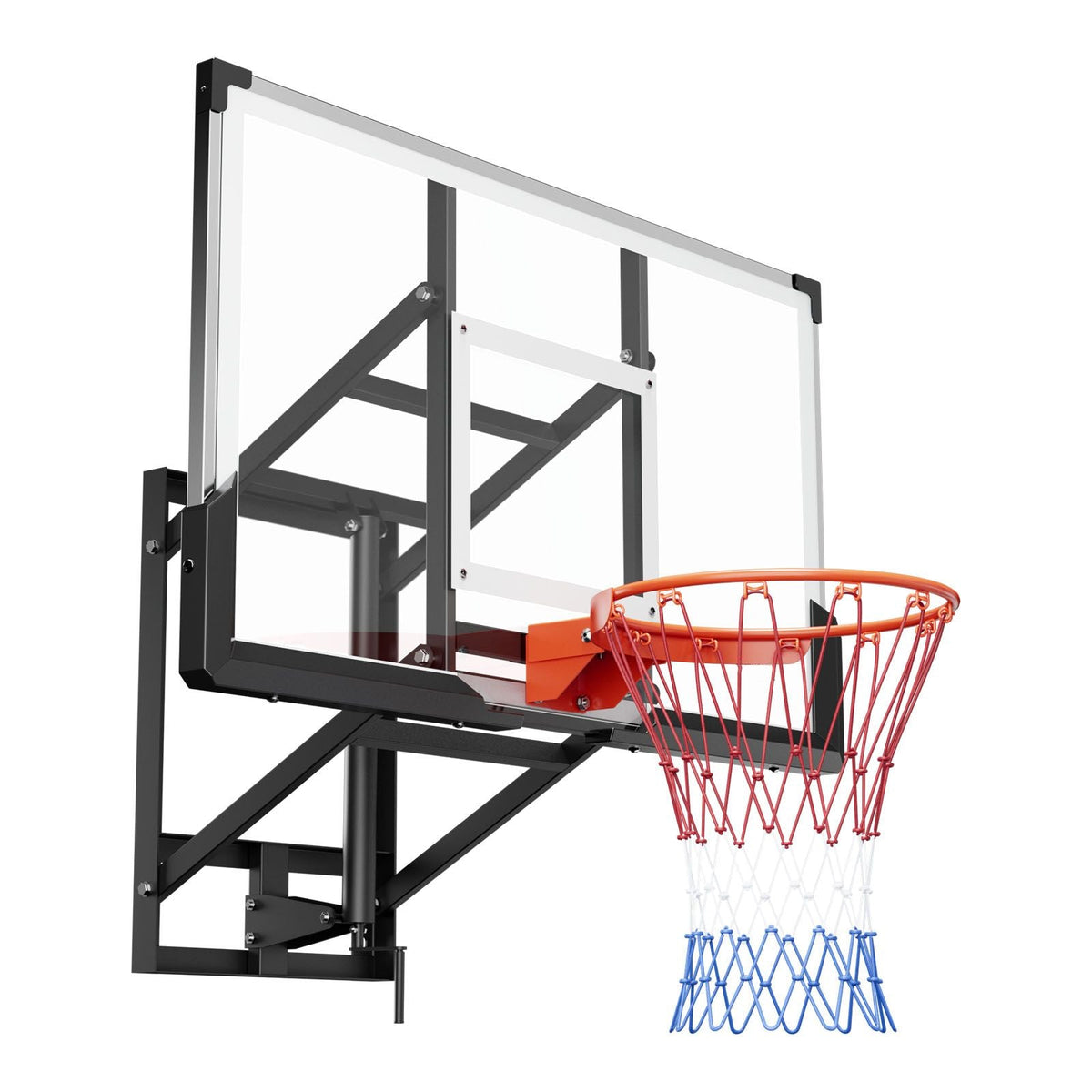 Wall Mount Basketball Hoop, 54-inch PC Backboard Mounted Basketball Hoop Outdoor with Hand-Crank Adjustment, 0.11 inch Thickened Backboard, Classic Basketballs Hoops Design, Indoor & Outdoor Use