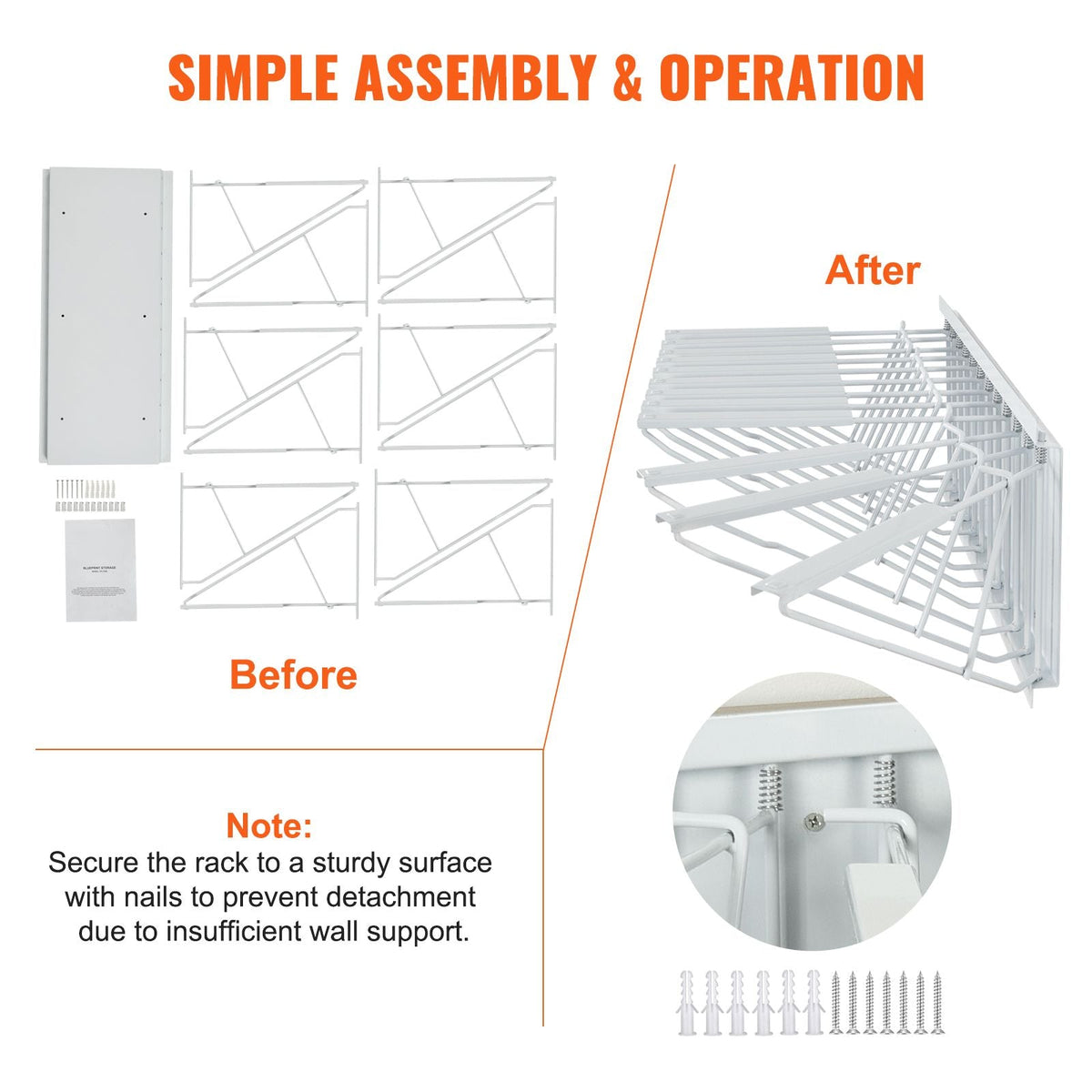 Wall Mount Blueprint Storage Rack – Holds up to 1200 Blueprints, Hanging Blueprint Holder with 12 Pivot Brackets, for 24", 30", 36", or 42" Clamps(Rack Only Without Clamps)- Heavy Duty(240lbs)