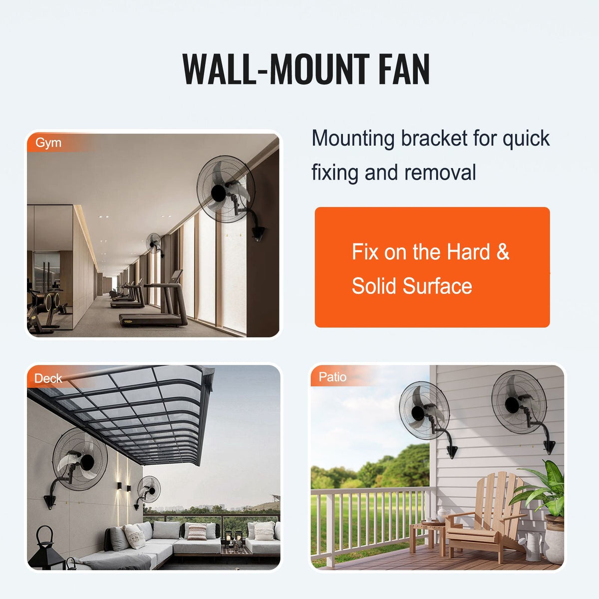 Wall Mount Fan, 2 PCS 18 inch Oscillating, 3-speed High Velocity Max. 4000 CFM Industrial Wall Fan for Indoor, Commercial, Residential, Warehouse, Greenhouse, Workshop, Basement, Garage,Black