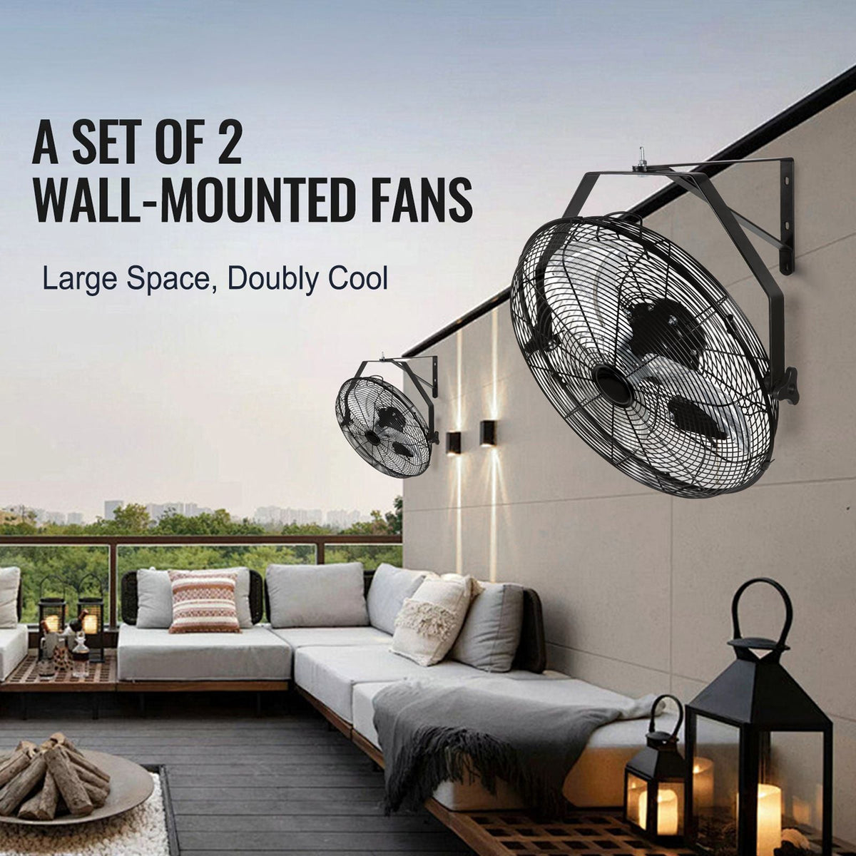 Wall Mount Fan, 2 PCS 18 inch Waterproof, 3-speed High Velocity Max. 4000 CFM Industrial Wall Fan for Indoor, Commercial, Residential, Warehouse, Greenhouse, Workshop, Basement, Garage,Black