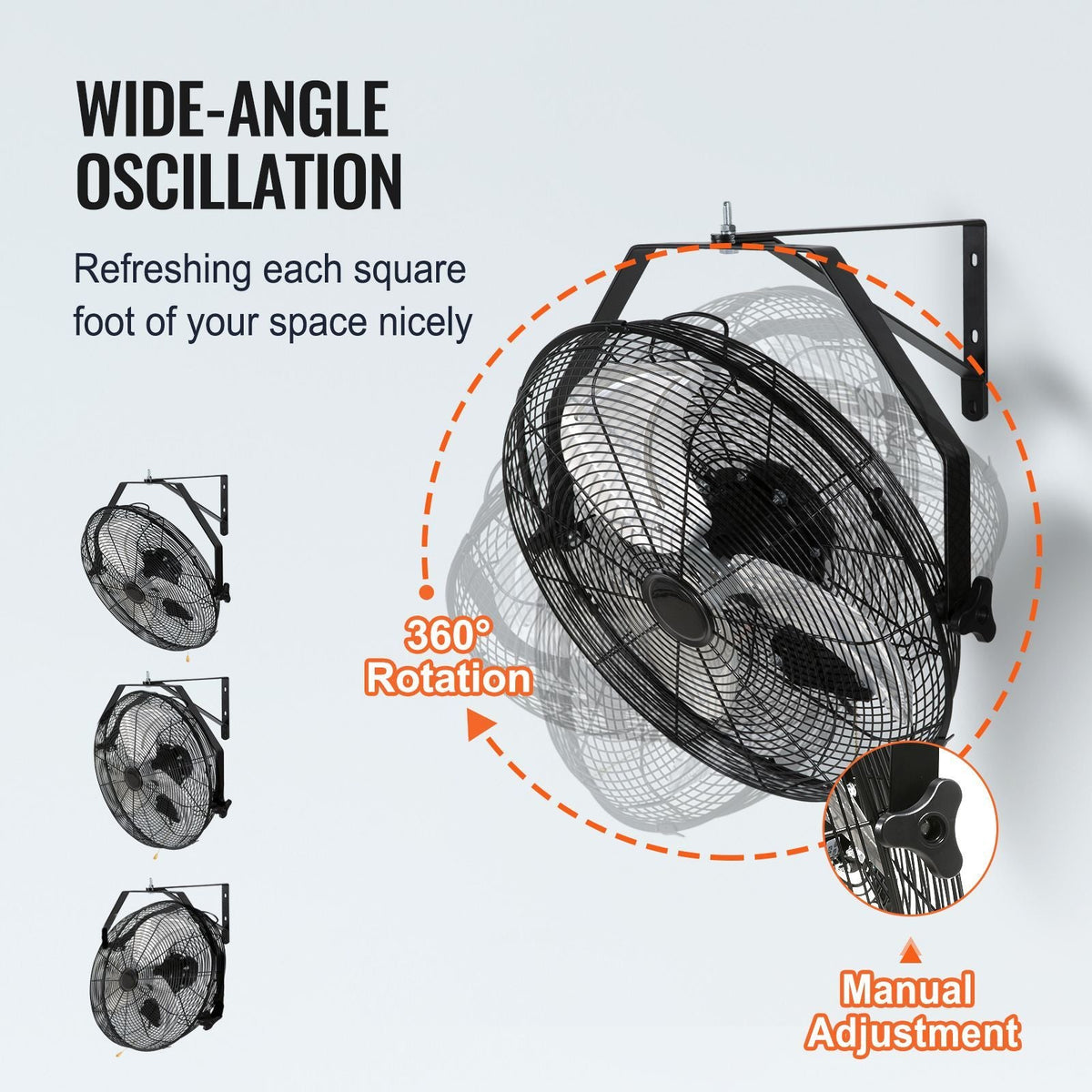 Wall Mount Fan, 2 PCS 18 inch Waterproof, 3-speed High Velocity Max. 4000 CFM Industrial Wall Fan for Indoor, Commercial, Residential, Warehouse, Greenhouse, Workshop, Basement, Garage,Black