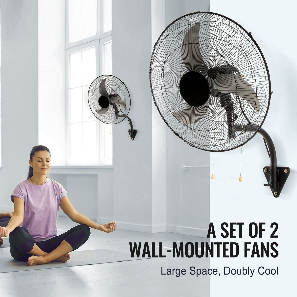 Wall Mount Fan, 2 PCS 20 inch Oscillating, 3-speed High Velocity Max. 4000 CFM Industrial Wall Fan for Indoor, Commercial, Residential, Warehouse, Greenhouse, Workshop, Basement, Garage,Black