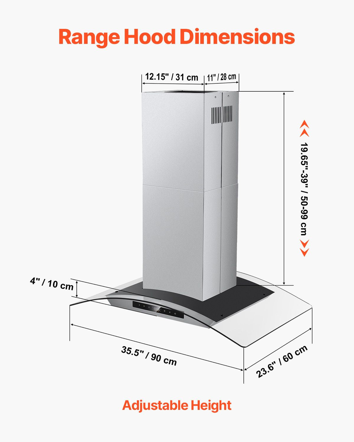 Wall Mount Range Hood, 36 inch Chimney-Style Ceiling Mount Vent, 800 CFM Stainless Steel Kitchen Stove Hood with Gesture & Touch Control, LED Light, Baffle Filters, Ducted/Ductless Convertible