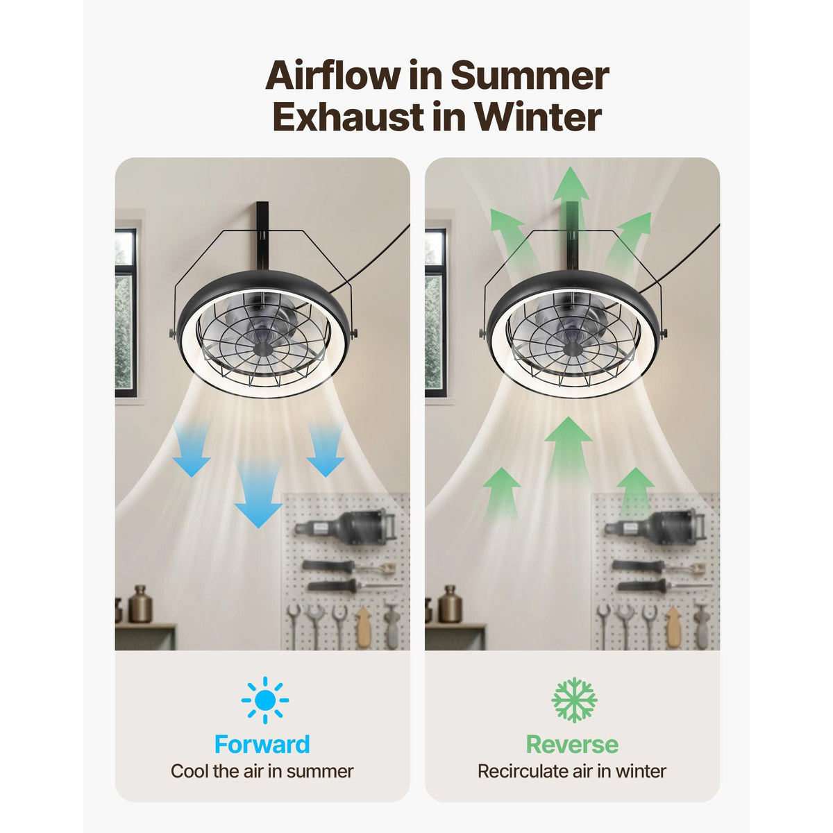 Wall Mounted Fan with Lights, 22 inch Wall Mount Fan with Remote, 6 Speeds Plug in Wall Fan, Reversible, Dimmable 3-color Lighting, Timer, 360°Adjustable Tilt for Workshop, Patio, Home