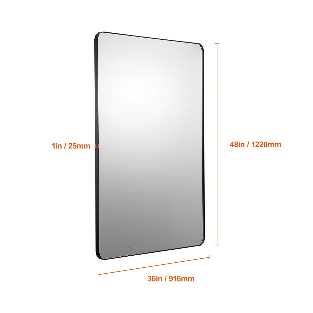 Wall Mounted Makeup Mirror, 0.15" Thick, 36" x 48" Mirror with Aluminium Alloy Frame & Explosion-Proof Film, Scratch-Resistant Mirror with Z-Shaped Bracket, Fit for Bathroom/Bedroom/Living Room