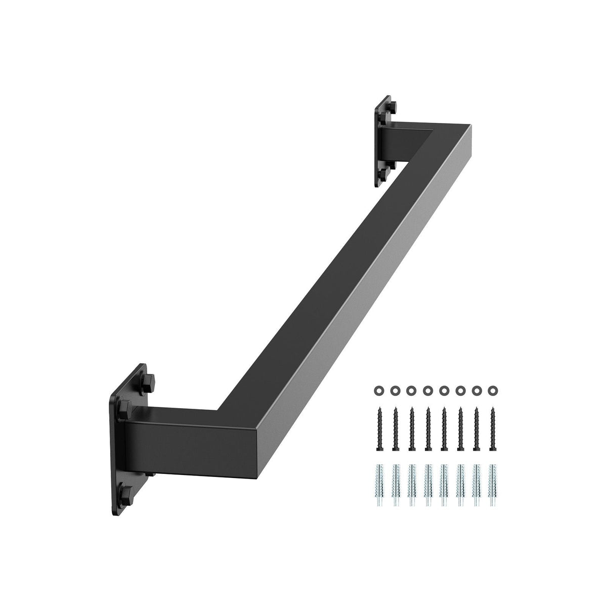 Wall Mounted Stair Handrail, 4ft Black Iron Staircase Handrail Indoor, 250lbs Load Capacity, Industrial Railing Hand Rail for Steps, Square Tube for Loft Porch Deck, 2 Sections
