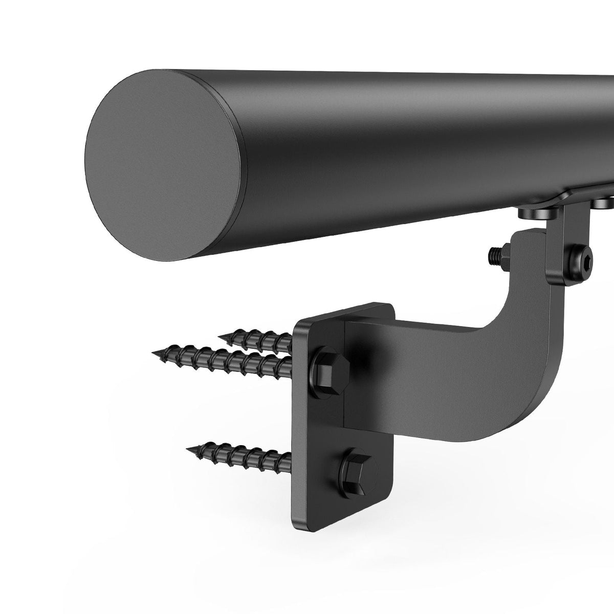 Wall Mounted Stair Handrail, 6ft Pipe Staircase Handrail, Black Galvanized Aluminum, 1.26 inch Pipe Diameter, Indoor&Outdoor Staircase Railing,Industrial Hand Rail for Steps,Security Baluster