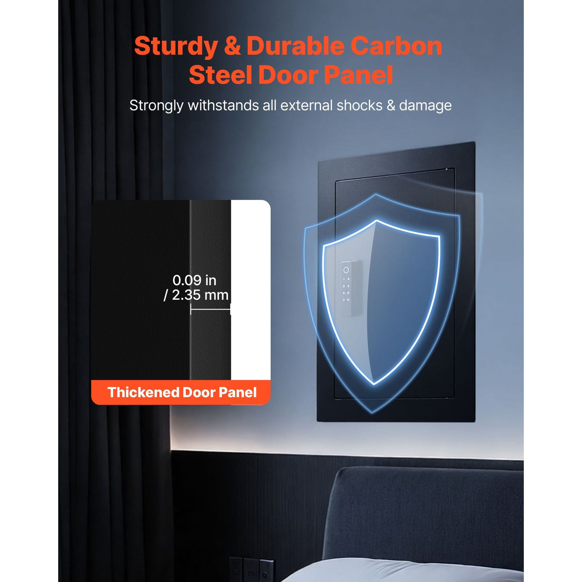 Wall Safe, 3-Tier Hidden Wall Safe with Fingerprint, Password, Key & Turning Knob, Q235 Cold-Rolled Steel In-Wall Box with Adjustable Shelves & Key Holders for Money, Jewelry, Passport, Document