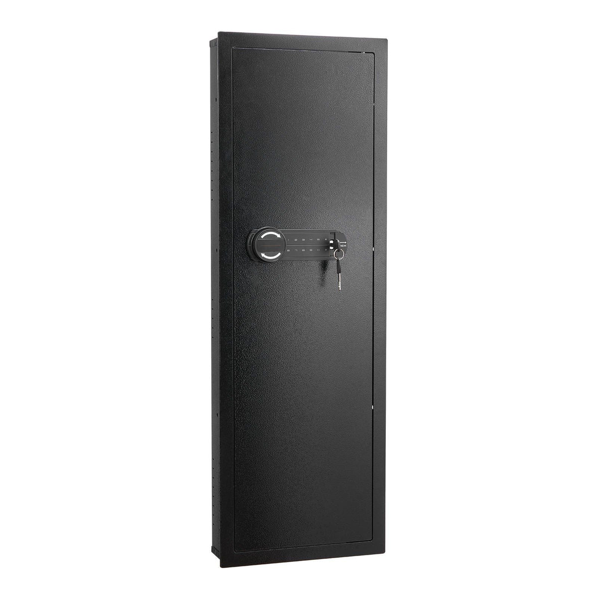 Wall Safe, 4-Tier Hidden Wall Mounted Gun Safe with Password & Key, Q235 Cold-Rolled Steel In-Wall Box with LED Lighting, 3 Adjustable Shelves & Key Holders for Money, Jewelry, Passport, Black