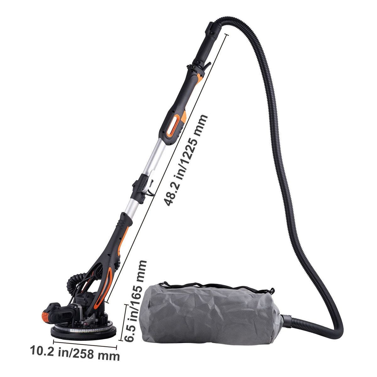 Wall Smoother, 900W Power Tool, Includes 12 Sanding Pads, Adjustable Speeds from 800-1800 RPM, 3 Vacuum Tubes, Collapsible Design for Ceilings, Dual LED, Telescopic Grip & Dust Collector
