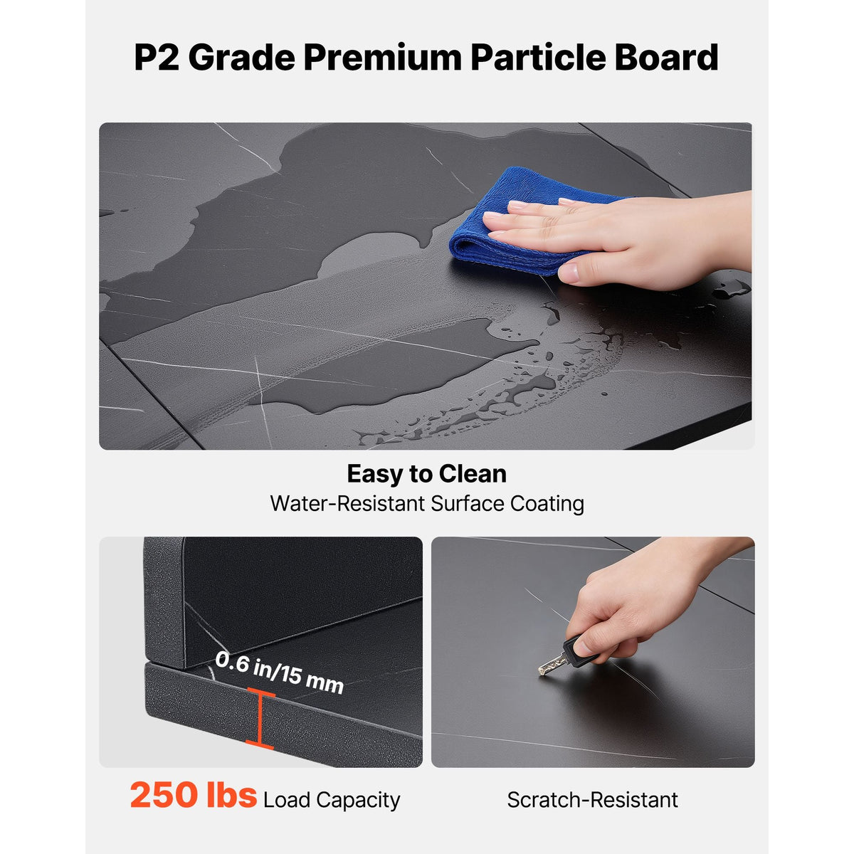 Washer Dryer Countertop, 54 x 27.5 in Marble Washer and Dryer Topper with Edge & 2 Hooks, Water-Resistant Laundry Machine Topper for Laundry Closet Pantry Counter Organization and Storage, Black