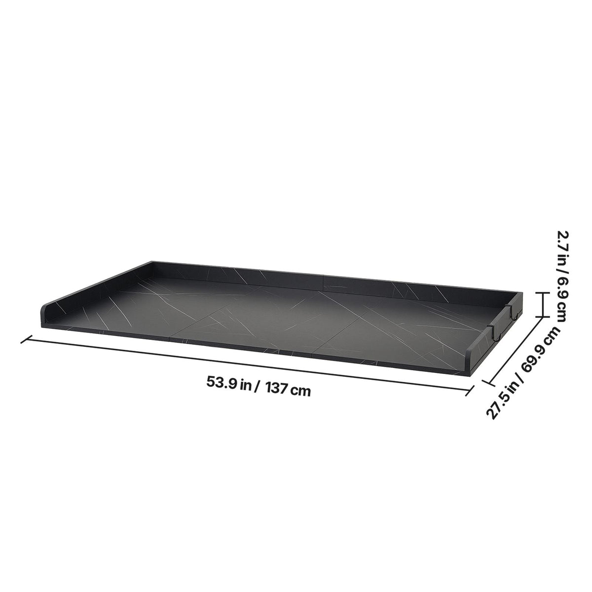 Washer Dryer Countertop, 54 x 27.5 in Marble Washer and Dryer Topper with Edge & 2 Hooks, Water-Resistant Laundry Machine Topper for Laundry Closet Pantry Counter Organization and Storage, Black