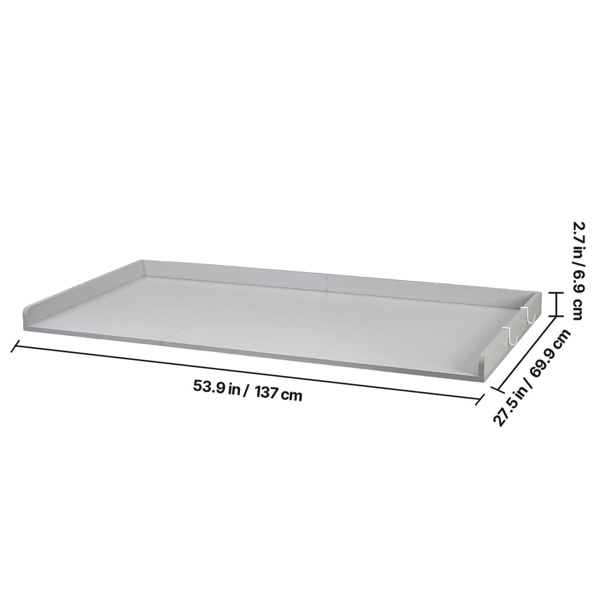 Washer Dryer Countertop, 54 x 27.5 in Wooden Washer and Dryer Topper with Edge & 2 Hooks, Water-Resistant Laundry Machine Topper for Laundry Closet Pantry Counter Organization and Storage, Gray