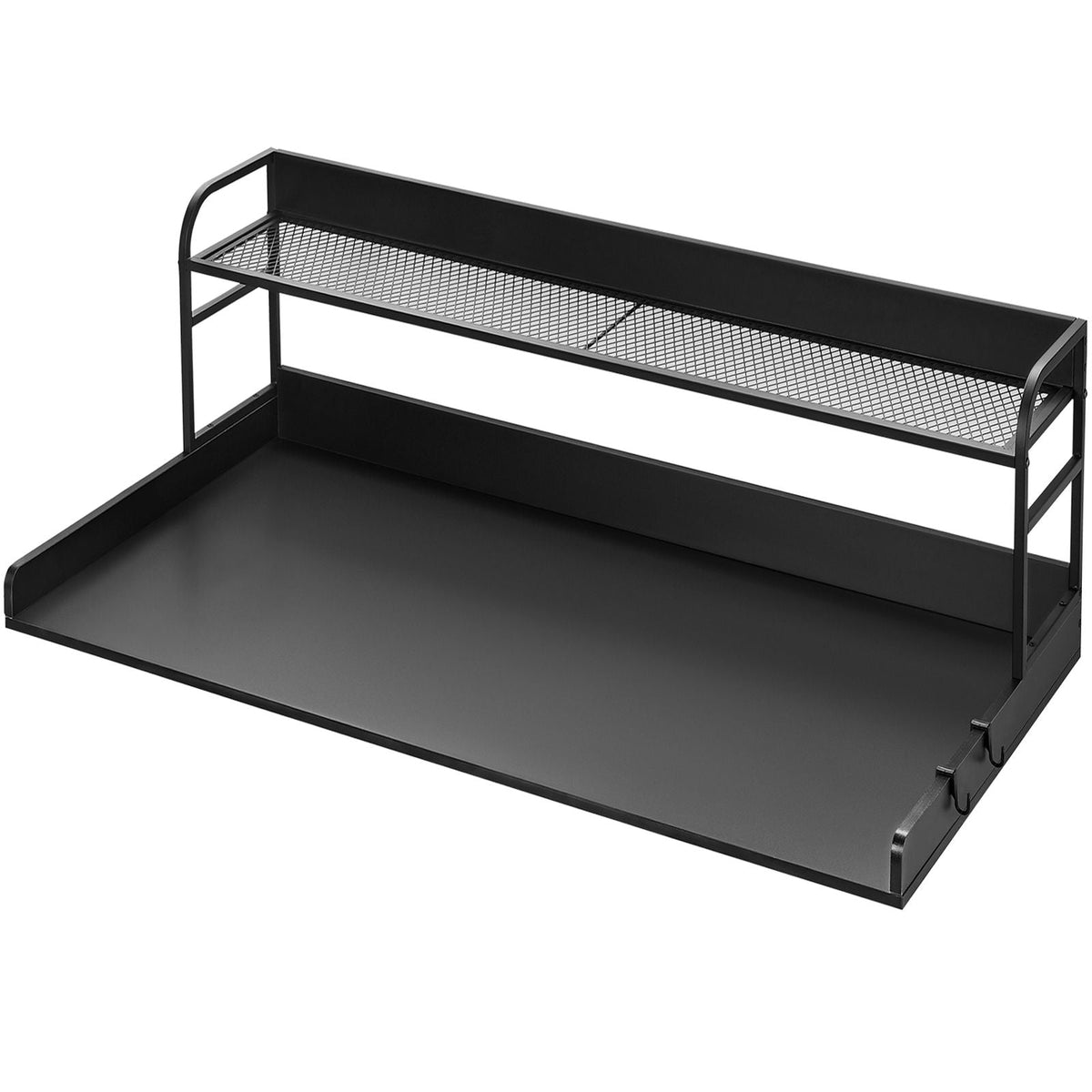 Washer Dryer Countertop with 2-Tier Shelf, 54" x 27" Wooden Washer and Dryer Countertop with Anti-Slip Pads, Water-Resistant Laundry Topper Cover for Laundry Room Organization and Storage, Black