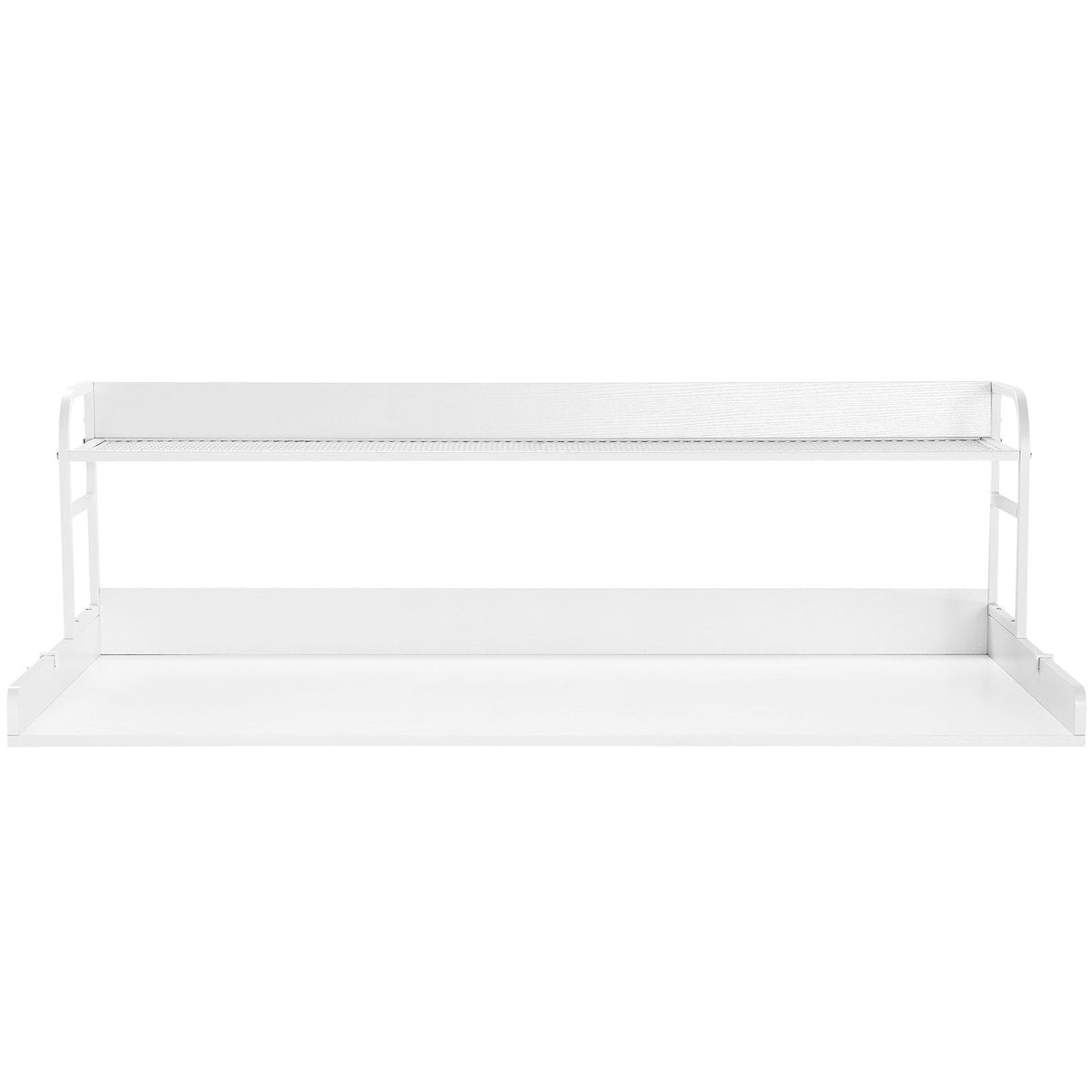 Washer Dryer Countertop with 2-Tier Shelf, 54" x 27" Wooden Washer and Dryer Countertop with Anti-Slip Pads, Water-Resistant Laundry Topper Cover for Laundry Room Organization and Storage, White