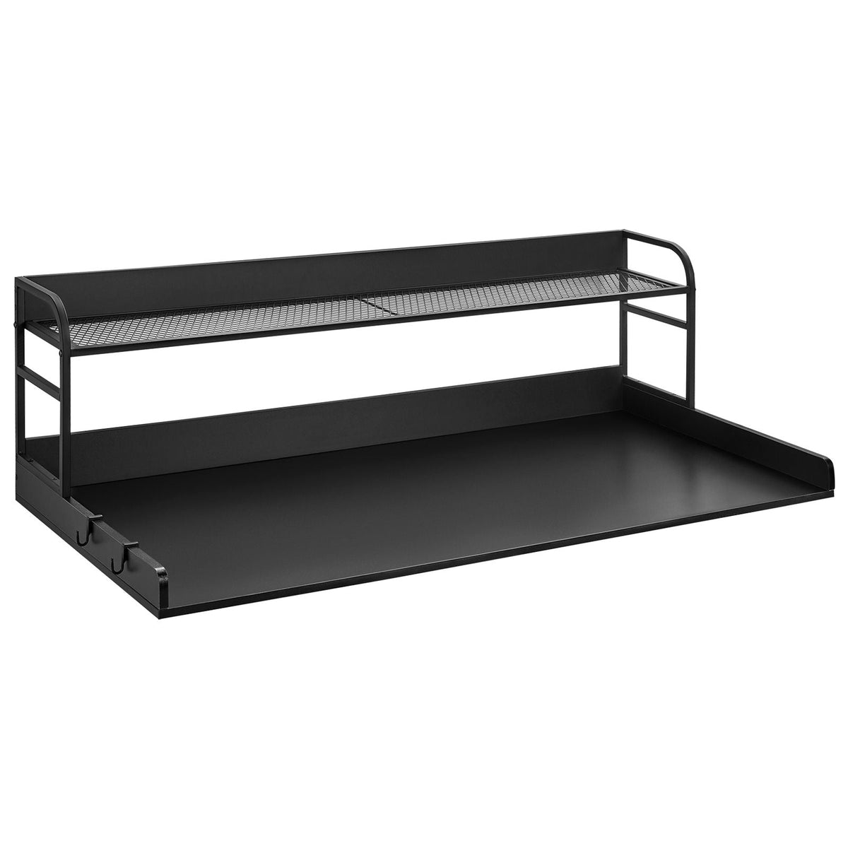 Washer Dryer Countertop with 2-Tier Shelf, 54" x 27" Wooden Washer and Dryer Countertop with Anti-Slip Pads, Water-Resistant Laundry Topper Cover for Laundry Room Organization and Storage, Black