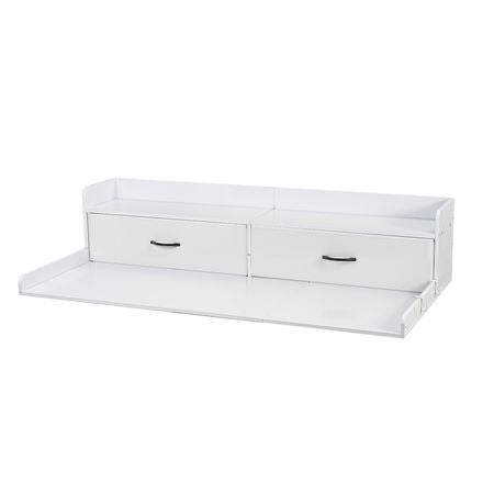 Washer Dryer Countertop with Shelf, 54 x 27.5 in Wooden Washer and Dryer Topper with 2 Drawers & 2 Hooks, Laundry Machine Topper for Laundry Closet Pantry Counter Organization and Storage, White