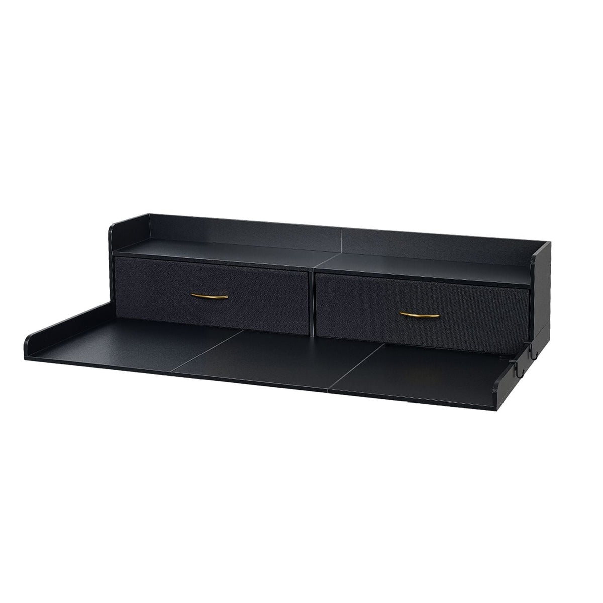Washer Dryer Countertop with Shelf, 54 x 27.5 in Wooden Washer and Dryer Topper with 2 Drawers & 2 Hooks, Laundry Machine Topper for Laundry Closet Pantry Counter Organization and Storage, Black