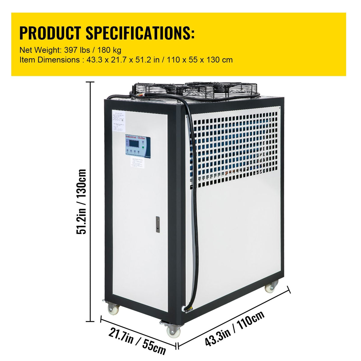 Water Chiller 15Ton, Capacity Industrial Chiller 15Hp, Air-Cooled Water Chiller, Finned Condenser, with Micro-Computer Control, Stainless Steel Water Tank Chiller Machine for Cooling Water