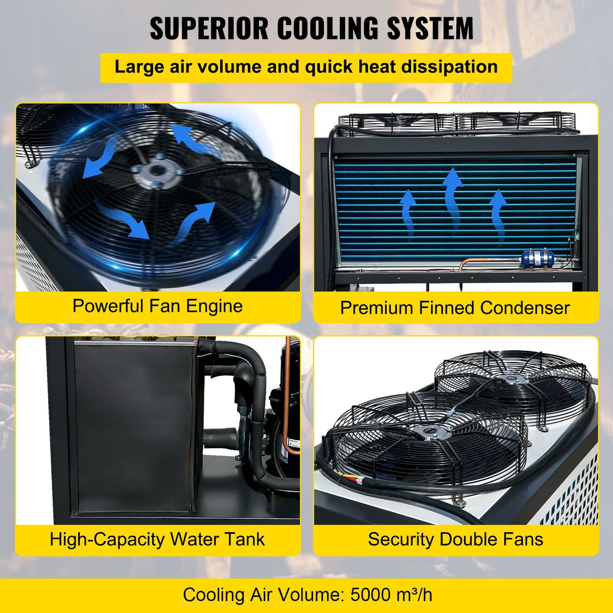 Water Chiller 15Ton, Capacity Industrial Chiller 15Hp, Air-Cooled Water Chiller, Finned Condenser, with Micro-Computer Control, Stainless Steel Water Tank Chiller Machine for Cooling Water