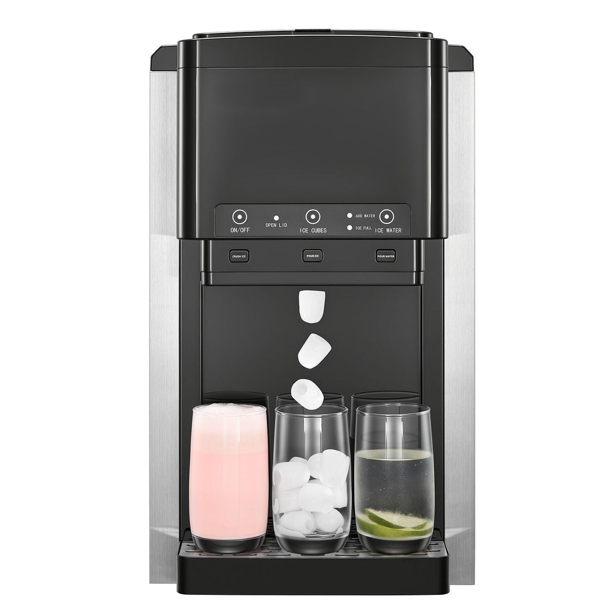 Water Dispenser with Ice Maker, 3-in-1 Countertop Water Dispenser, 35 LBS/24H, 12 Cubes/7 Min Fast Ice Making with 4 LBS Storage, Bullet/Crushed Ices & Cold-Water, for Home, Kitchen, Party