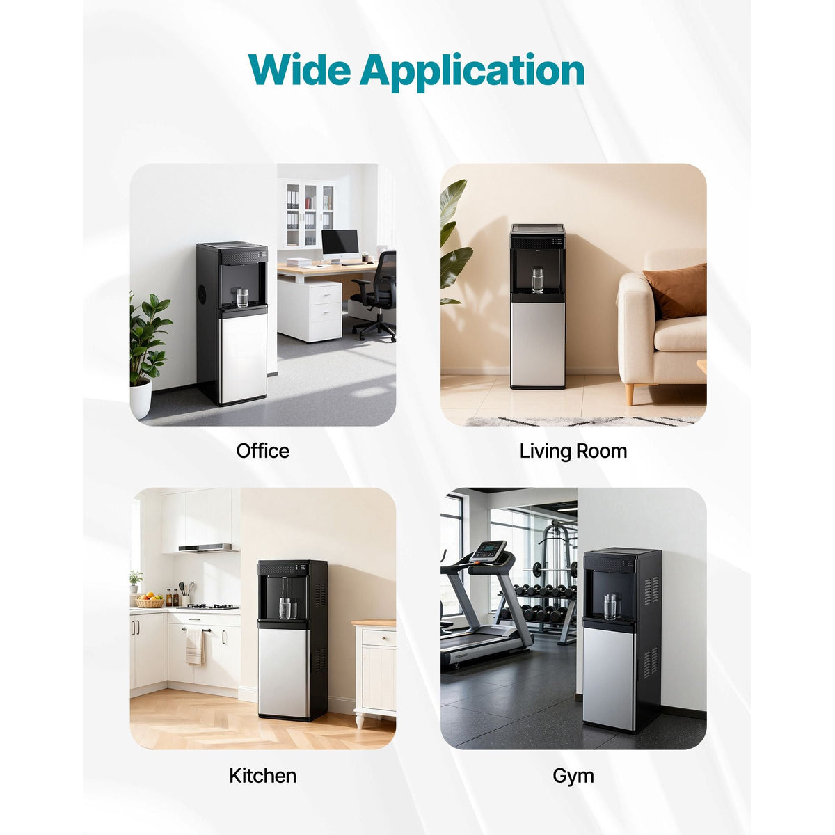 Water Dispenser with Ice Maker, 3-in-1 Floor-Standing Water Dispenser, 33 LBS/24H, 9 Cubes/7 Min Fast Ice Making with 1.3 LBS Storage, Bullet Ice-Cubes & Cold-Water, for Home, Kitchen, Party