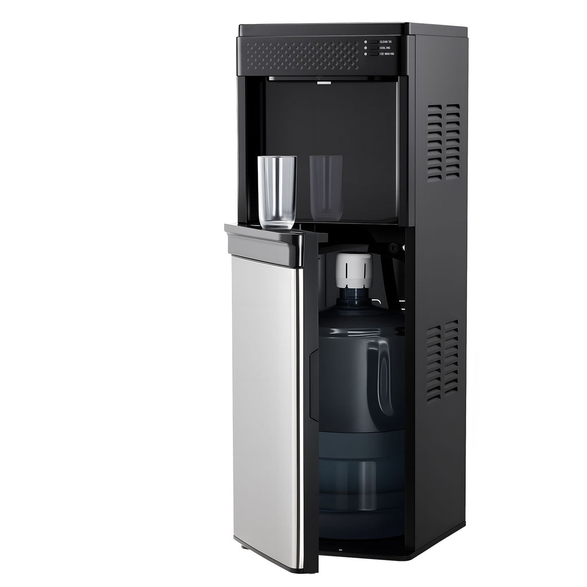 Water Dispenser with Ice Maker, 3-in-1 Floor-Standing Water Dispenser, 33 LBS/24H, 9 Cubes/7 Min Fast Ice Making with 1.3 LBS Storage, Bullet Ice-Cubes & Cold-Water, for Home, Kitchen, Party