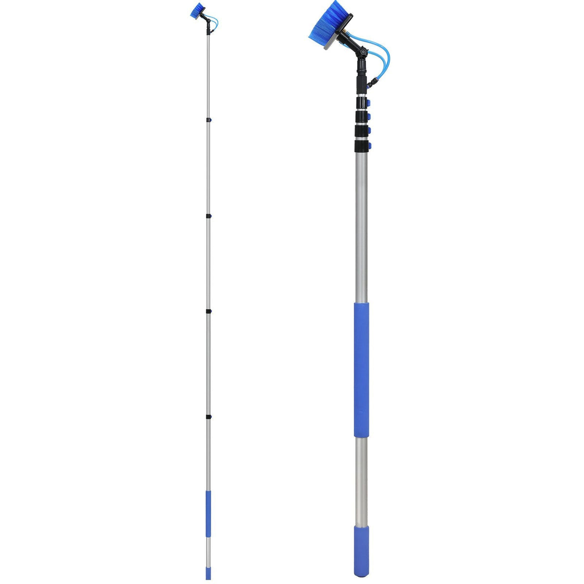 Water Fed Pole Kit, 24FT Solar Panel Cleaning Pole with Extendable Handle, 180° Rotatable Brush Head & 65.6FT Hose, Household & Outdoor Window Cleaner Tool for Caravan Solar Panel Deck