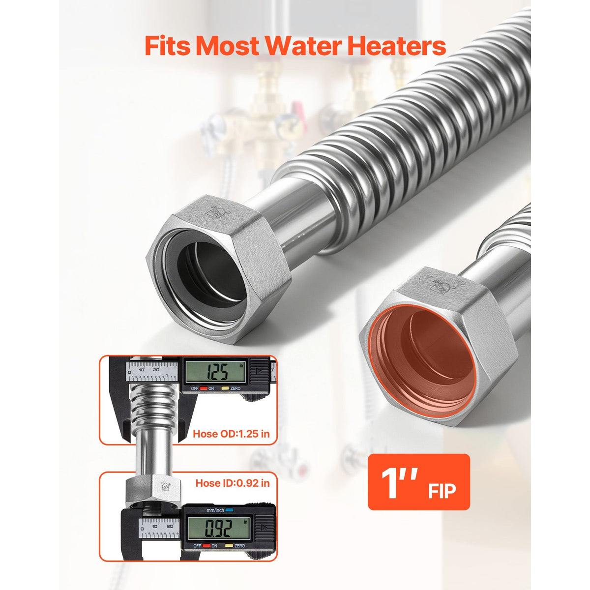 Water Heater Kit, 18 Inch Length Water Heater Flex Connector, Waters Heaters Installation Kit with 1" FIP x 1" FIP Inlet & Outlet Connection for Bathroom, Kitchen, Laundry Room, Boiler Room