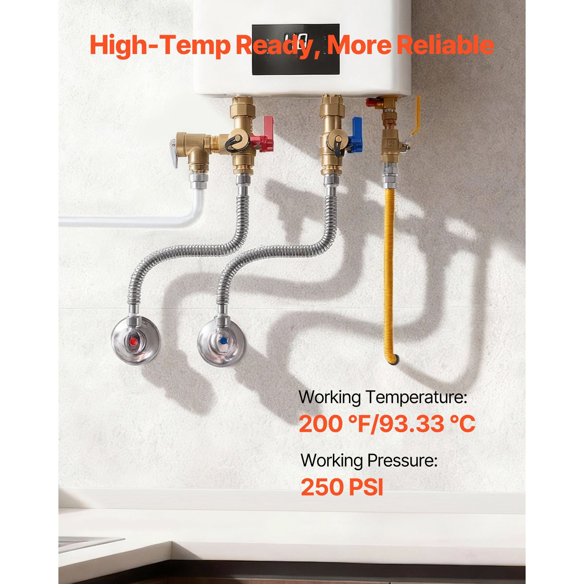 Water Heater Kit, 18 Inch Length Water Heater Flex Connector, Waters Heaters Installation Kit with 3/4" FIP x 3/4" FIP Inlet & Outlet Connection for Bathroom, Kitchen, Laundry Room, Boiler Room