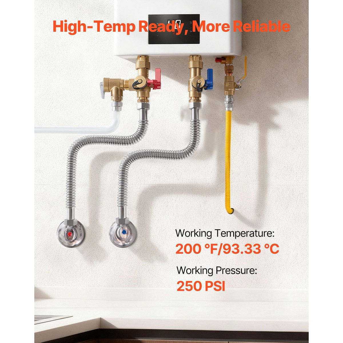 Water Heater Kit, 24 Inch Length Water Heater Flex Connector, Waters Heaters Installation Kit with 1" FIP x 1" FIP Inlet & Outlet Connection for Bathroom, Kitchen, Laundry Room, Boiler Room