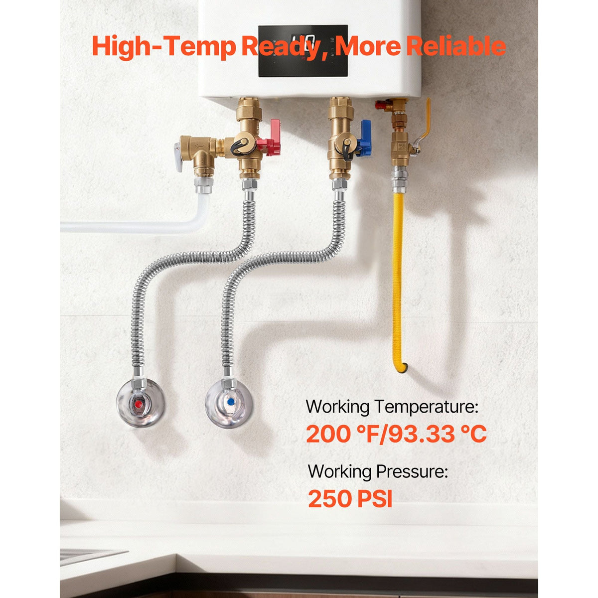 Water Heater Kit, 24 Inch Length Water Heater Flex Connector, Waters Heaters Installation Kit with 3/4" FIP x 3/4" FIP Inlet & Outlet Connection for Bathroom, Kitchen, Laundry Room, Boiler Room