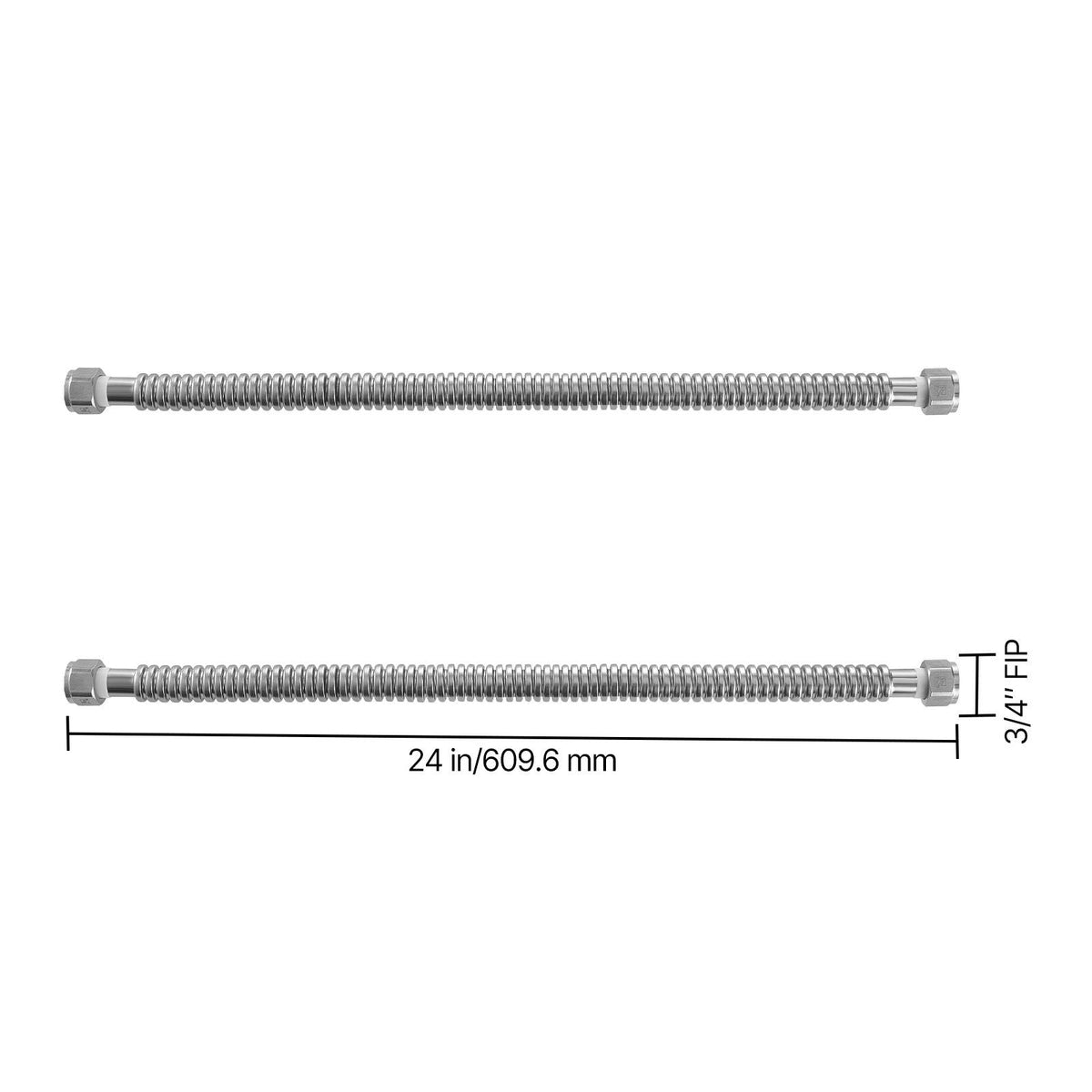 Water Heater Kit, 24 Inch Length Water Heater Flex Connector, Waters Heaters Installation Kit with 3/4" FIP x 3/4" FIP Inlet & Outlet Connection for Bathroom, Kitchen, Laundry Room, Boiler Room