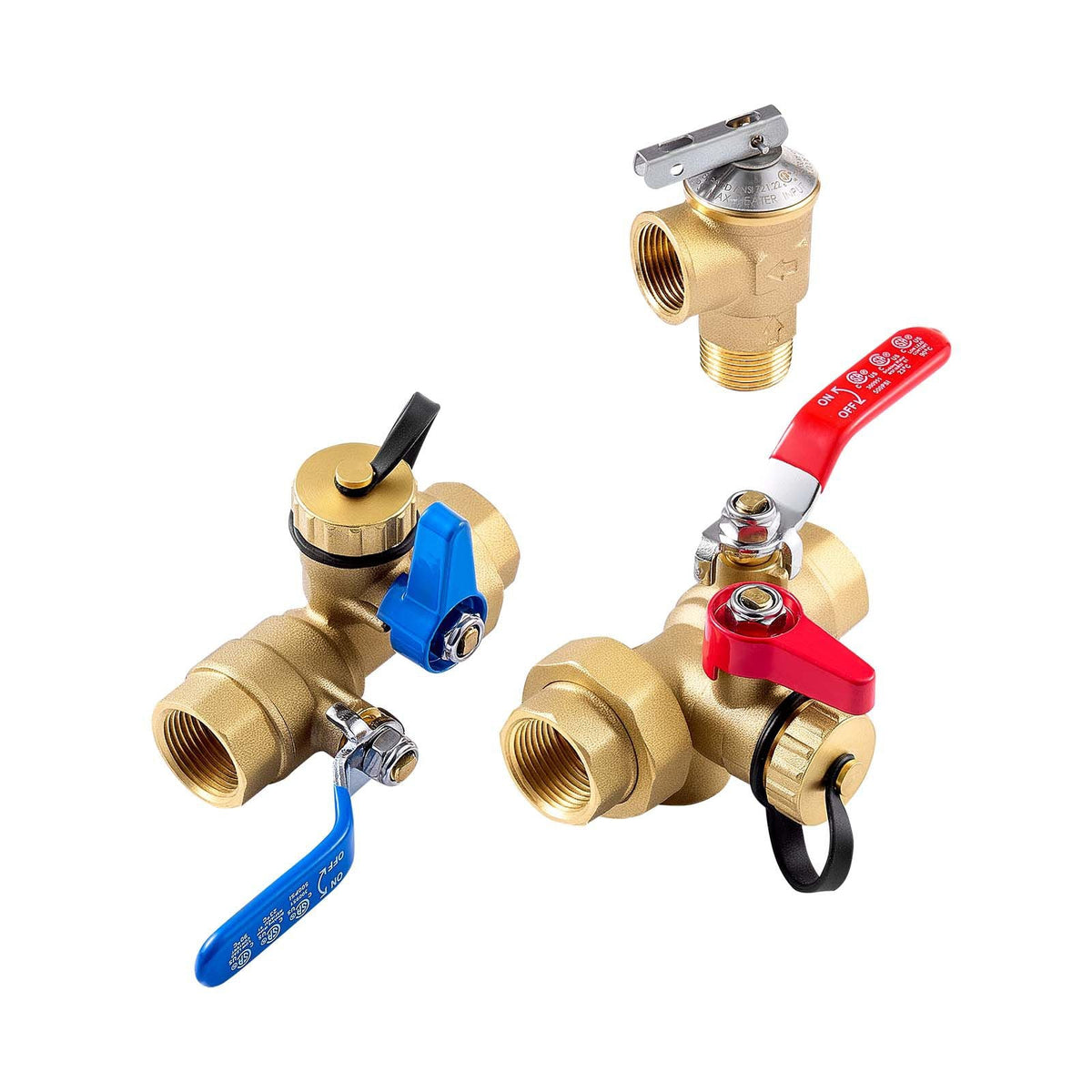 Water Heater Kit, 3/4 Inch Tankless Water Heater Service Valve Kit with 2PCS 3/4″ NPT to 3/4″ NPT Isolation Valves, Pressure Relief Valve, Lead-Free Brass, Fits Most Tankless Waters Heaters