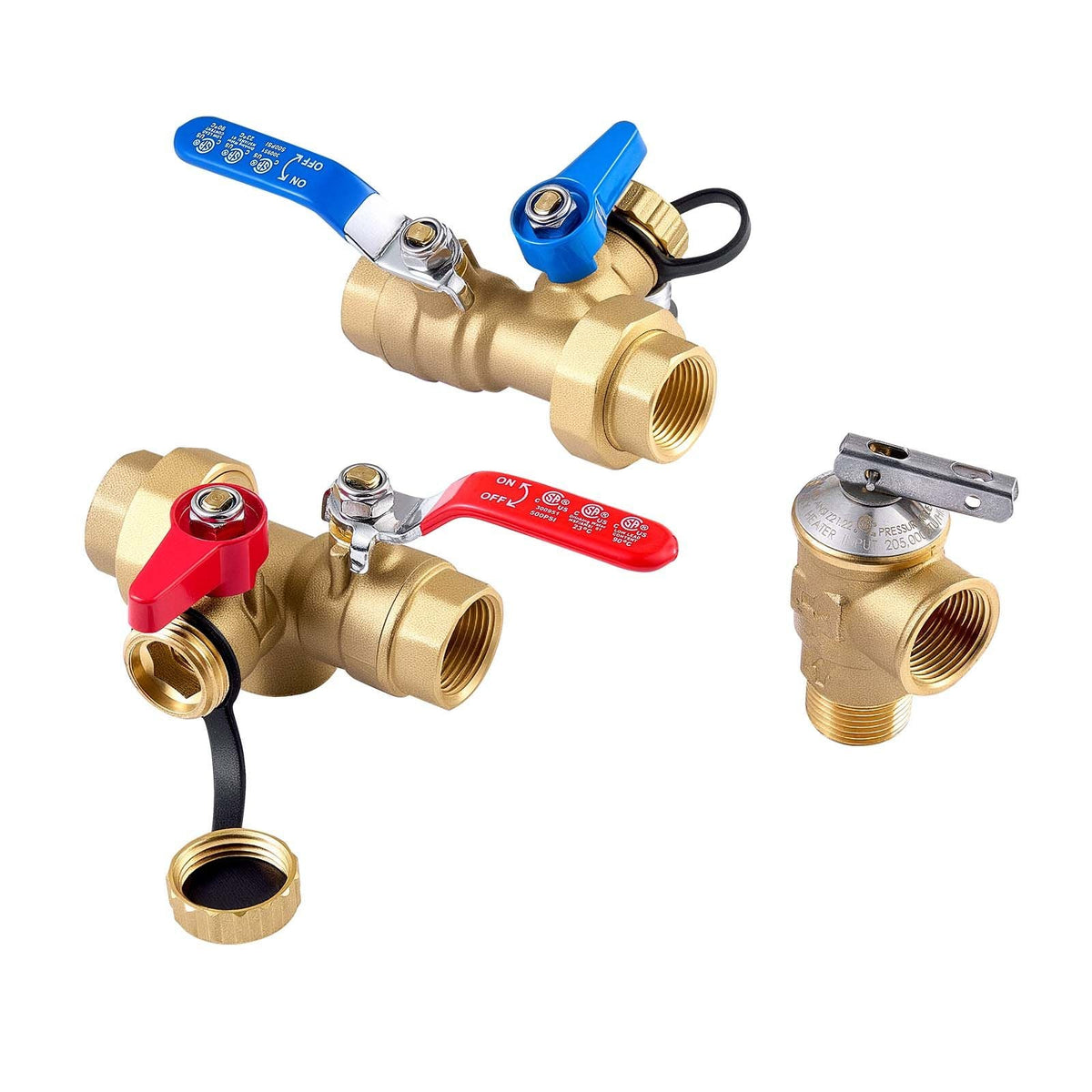 Water Heater Kit, 3/4 Inch Tankless Water Heater Service Valve Kit with 2PCS 3/4″ NPT to 3/4″ NPT Isolation Valves, Pressure Relief Valve, Lead-Free Brass, Fits Most Tankless Waters Heaters