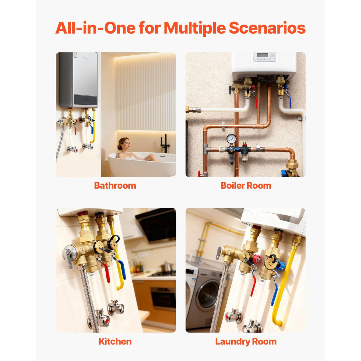 Water Heater Kit, 3/4 Inch Tankless Water Heater Service Valve Kit with 2PCS 3/4″ NPT to 3/4″ PEX-B Isolation Valves, Pressure Relief Valve, Lead-Free Brass, Fits Most Tankless Waters Heaters