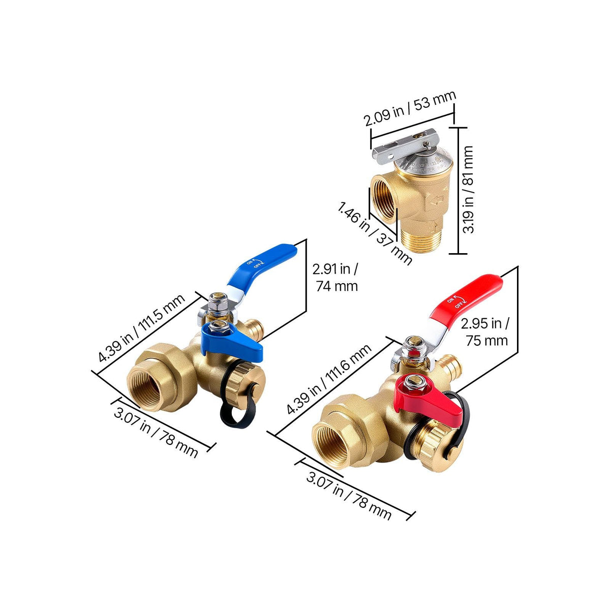 Water Heater Kit, 3/4 Inch Tankless Water Heater Service Valve Kit with 2PCS 3/4″ NPT to 3/4″ PEX-B Isolation Valves, Pressure Relief Valve, Lead-Free Brass, Fits Most Tankless Waters Heaters