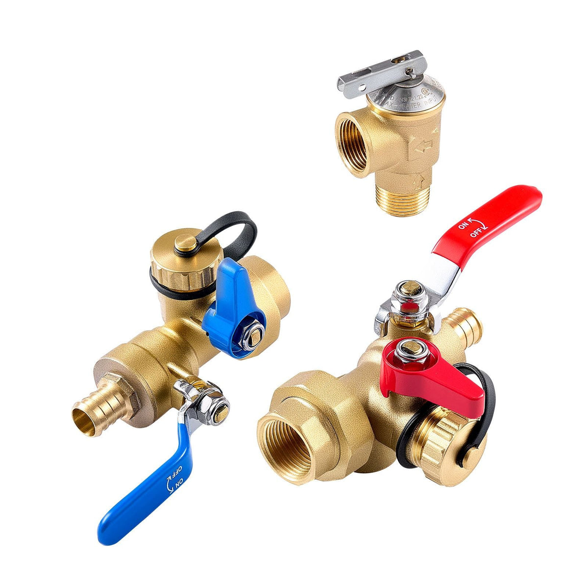 Water Heater Kit, 3/4 Inch Tankless Water Heater Service Valve Kit with 2PCS 3/4″ NPT to 3/4″ PEX-B Isolation Valves, Pressure Relief Valve, Lead-Free Brass, Fits Most Tankless Waters Heaters