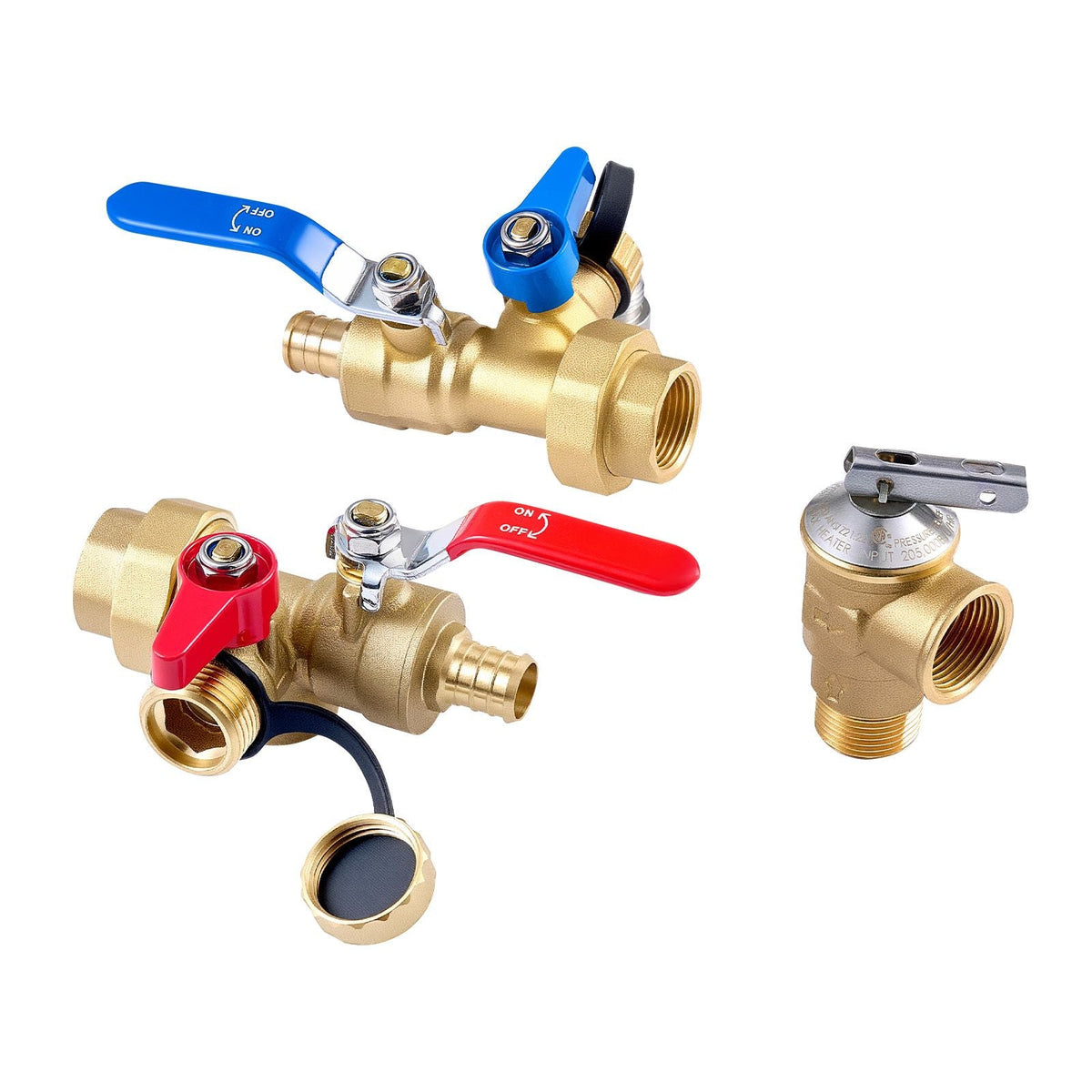 Water Heater Kit, 3/4 Inch Tankless Water Heater Service Valve Kit with 2PCS 3/4″ NPT to 3/4″ PEX-B Isolation Valves, Pressure Relief Valve, Lead-Free Brass, Fits Most Tankless Waters Heaters
