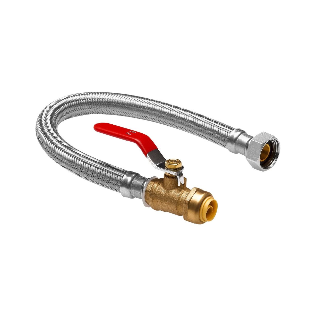 Water Heater Kit, Push-Fit Valve Flexible Water Heater Connector with 3/4" FIP x 1/2" PTC Ball Valve, Stainless Steel Braided Waters Heaters Supply Line for Bathroom, Kitchen, Laundry Room