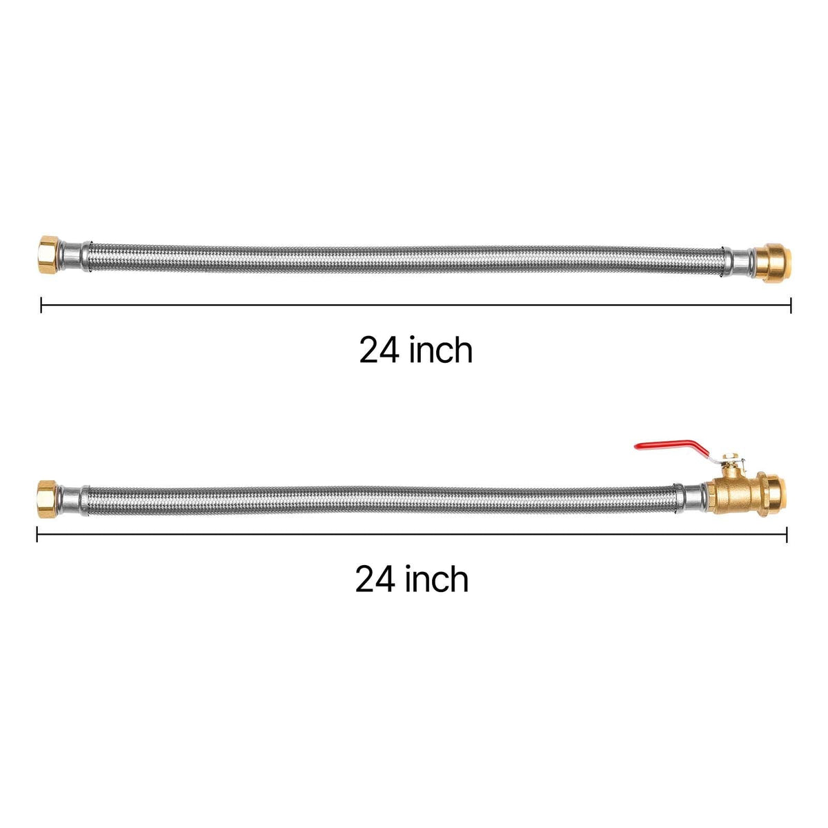 Water Heater Kit, Push-Fit Valve Flexible Water Heater Connector with 3/4" FIP x 3/4" PTC Ball Valve, Stainless Steel Braided Waters Heaters Supply Line for Bathroom, Kitchen, Laundry Room