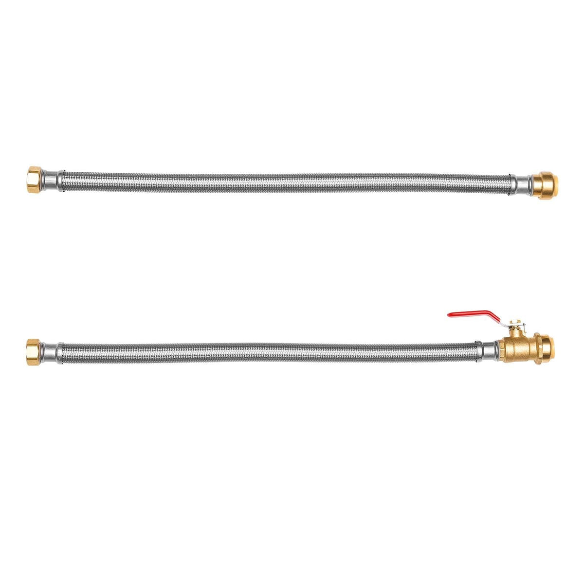 Water Heater Kit, Push-Fit Valve Flexible Water Heater Connector with 3/4" FIP x 3/4" PTC Ball Valve, Stainless Steel Braided Waters Heaters Supply Line for Bathroom, Kitchen, Laundry Room