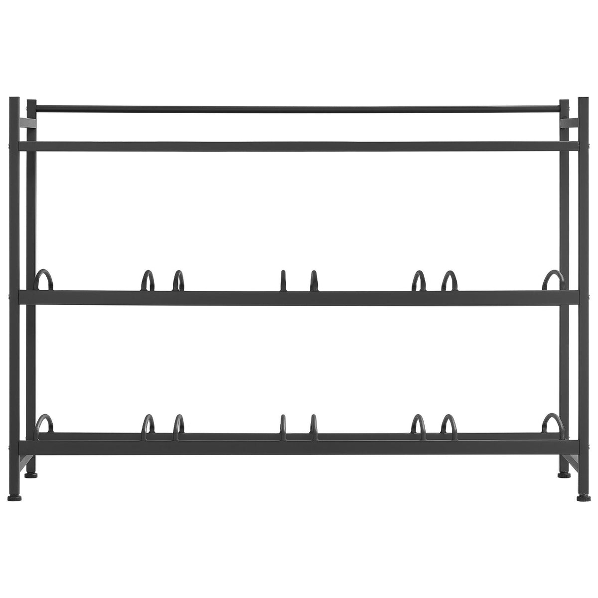 Water Jug Holder, 3 Tiers 4 Rows 3 and 5 Gallon Water Bottle Holder for 8 Bottles, Heavy Duty Jug Rack Organizer with Storage Shelf, Angled Design, for Kitchen, Office, Living Room, Black