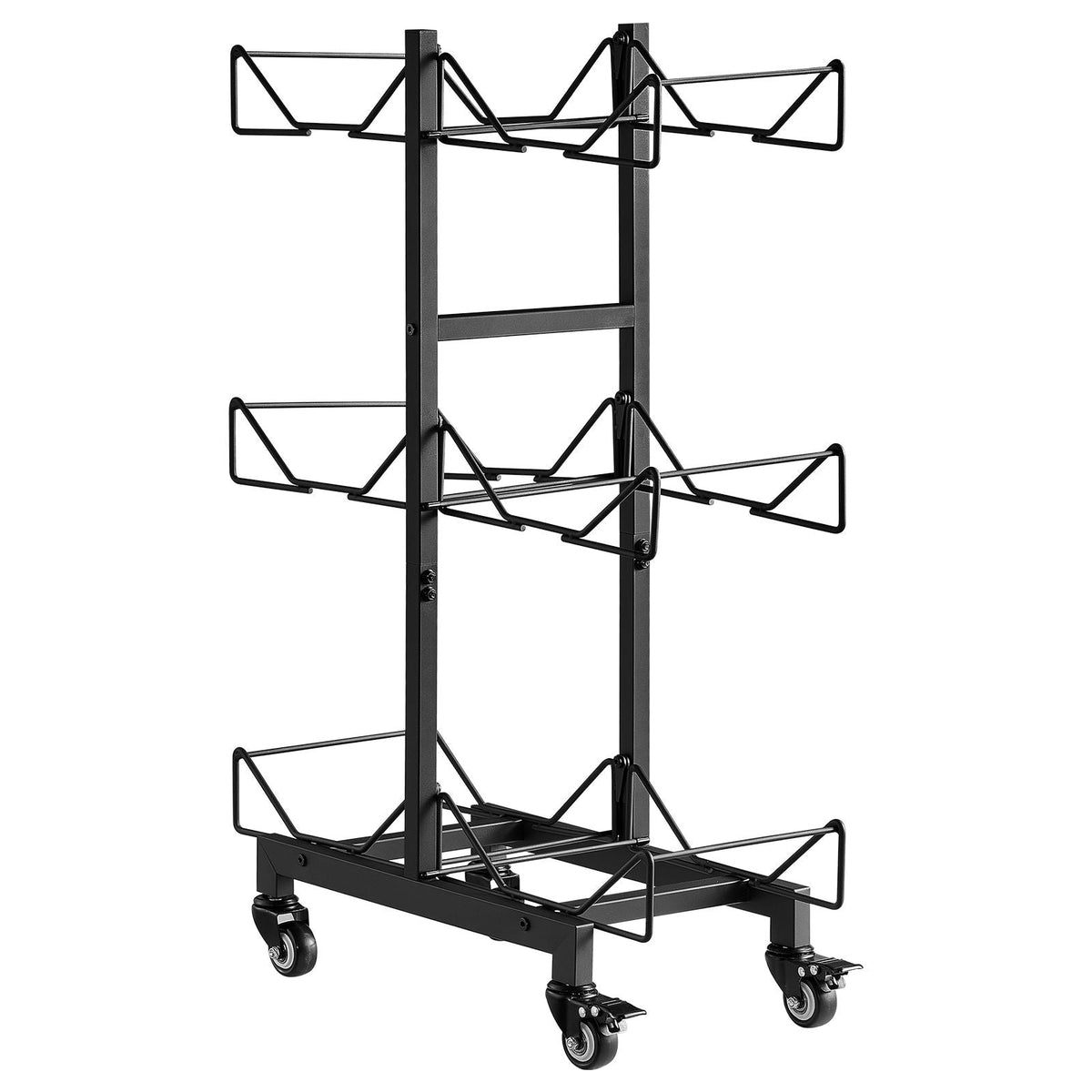 Water Jug Holder, 3 Tiers Double Rows 3 and 5 Gallon Water Bottle Holder for 6 Bottles, Heavy Duty Jug Rack Organizer with Casters and Handles, Foldable for Kitchen, Office, Living Room, Black