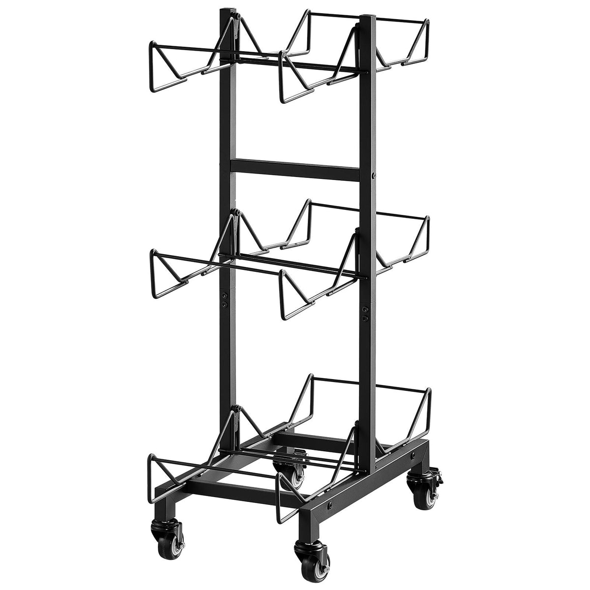 Water Jug Holder, 3 Tiers Double Rows 3 and 5 Gallon Water Bottle Holder for 6 Bottles, Heavy Duty Jug Rack Organizer with Casters and Handles, Foldable for Kitchen, Office, Living Room, Black