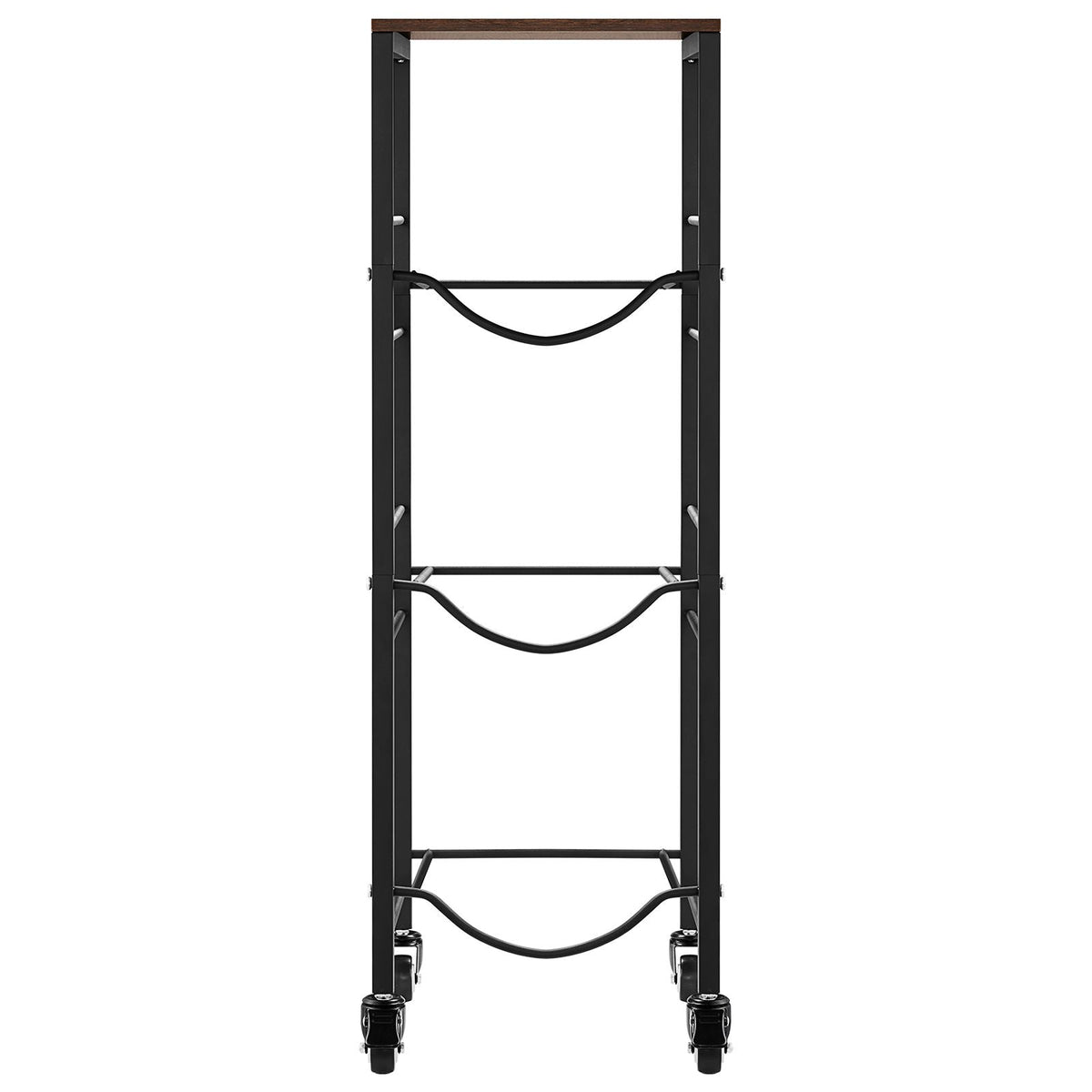 Water Jug Holder, 4 Tiers 3 and 5 Gallon Water Bottle Holder for 3 Bottles, Heavy Duty Jug Rack Organizer with Storage Shelf and Casters, for Kitchen, Office, Living Room, Black and Brown