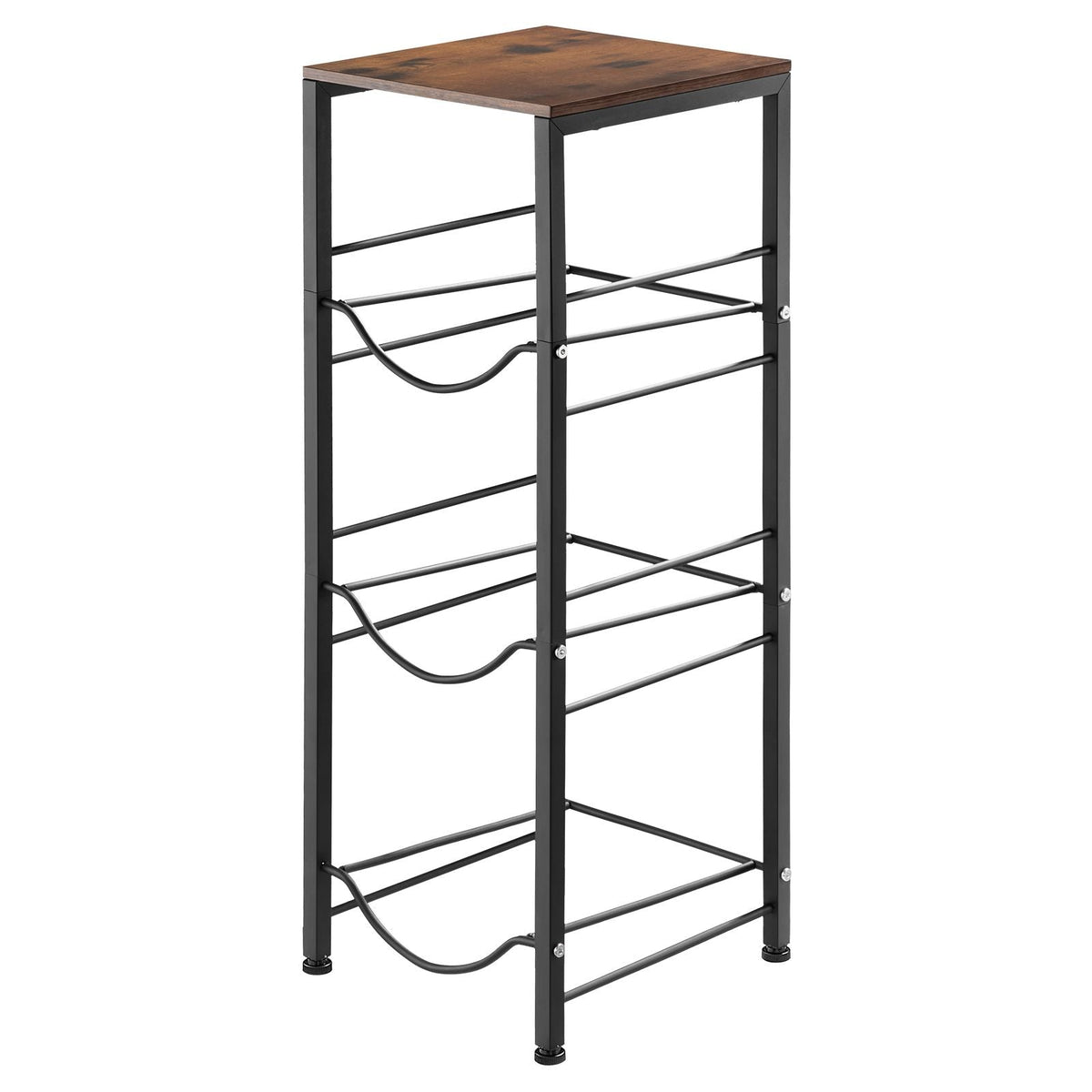 Water Jug Holder, 4 Tiers 3 and 5 Gallon Water Bottle Holder for 3 Bottles, Heavy Duty Jug Rack Organizer with Storage Shelf, Detachable for Kitchen, Office, Living Room, Black and Brown